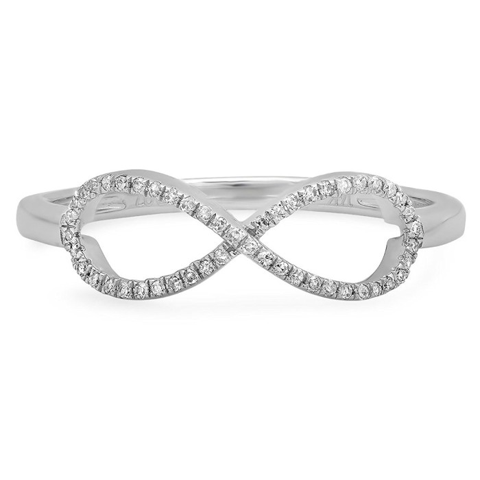  0.3 Carat 10 Kt White Gold Round White Diamond Ladies Infinity Swirl Ring